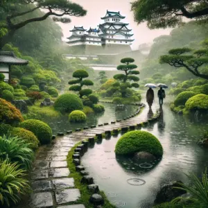 雨の日の庭園散策